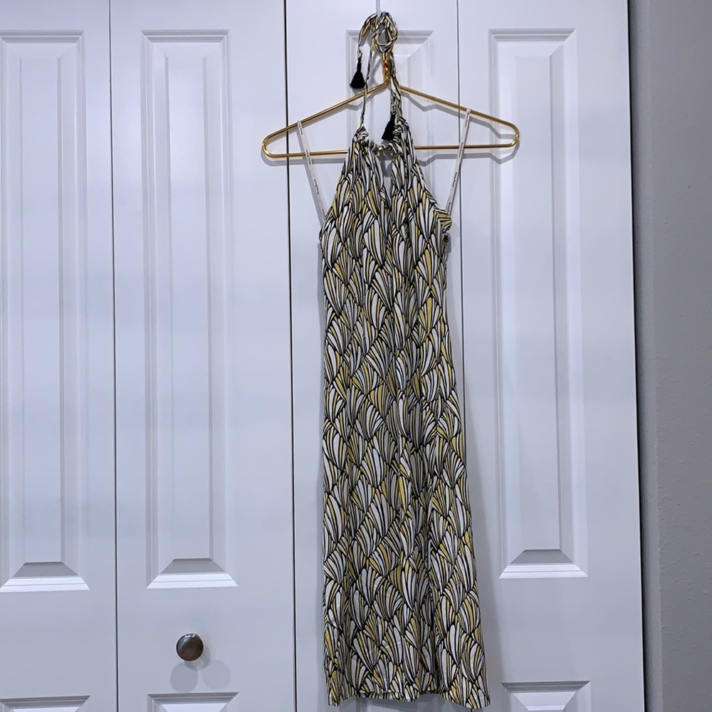 Yellow Patterned Halter Dress